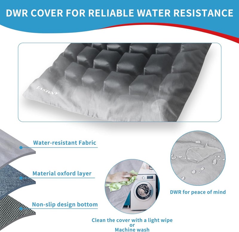 ANMSVI Inflatable Seat Cushion for Car, Office and Wheelchair, Adjustable Firmness, Ergonomic Support for Lower Back and Tailbone, 18x16x2.1 inches, Grey Cover - Image 4